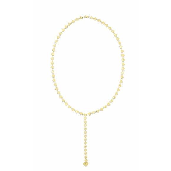 Real 14K Yellow Gold Charm 18" Mirrored Heart Charm 3.5gr Chain Lariat YNecklace - Picture 3 of 6